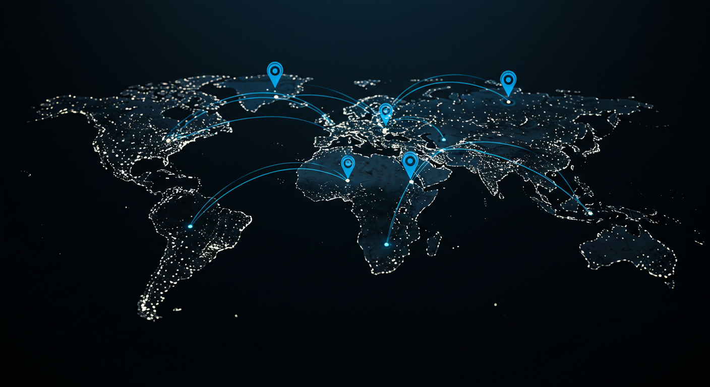 Global map showing HQE Systems deployment markers across active client sites