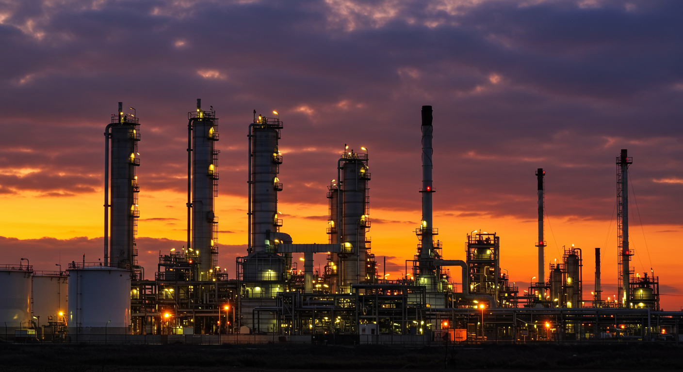 Oil refinery and pipeline infrastructure