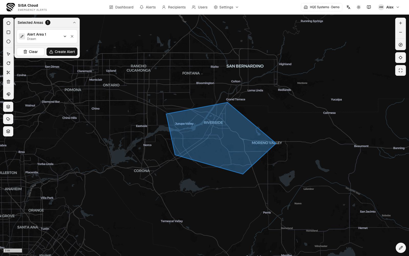 SiSA 4.0 Map, the SiSA Alert Software desktop map view
